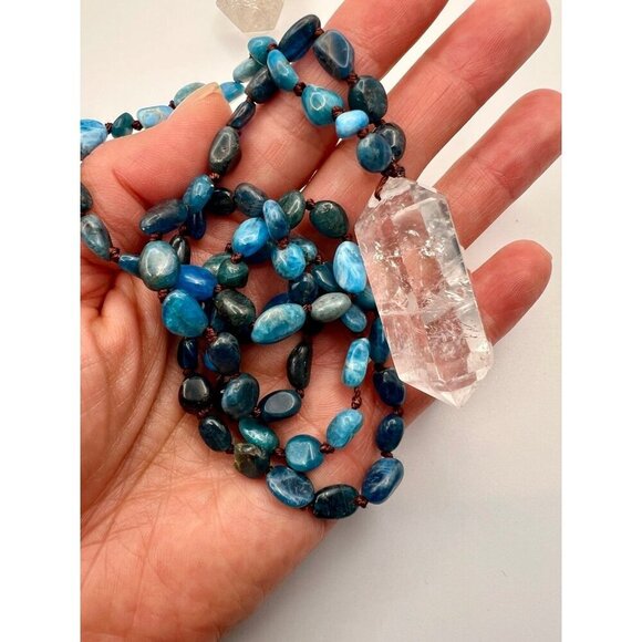 MANIFEST Apatite + DT Quartz Mala Necklace Pendant - Picture 8 of 8